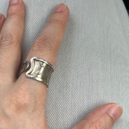 ねこマッチョ　リング　猫　15号ほど　silver925(アトリエ白鯨さん)のメインイメージ
